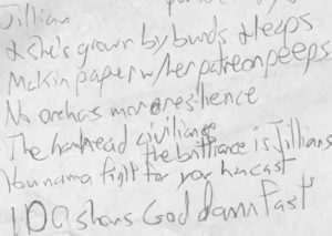 Section of handwritten lyrics from Lin-Manuel Miranda